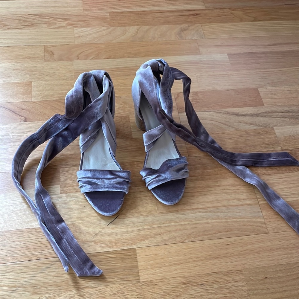 Raye purple velvet tie around heels